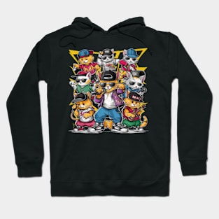 Cute cat gang with hand drawn cartoon. Hip Hop style Hoodie